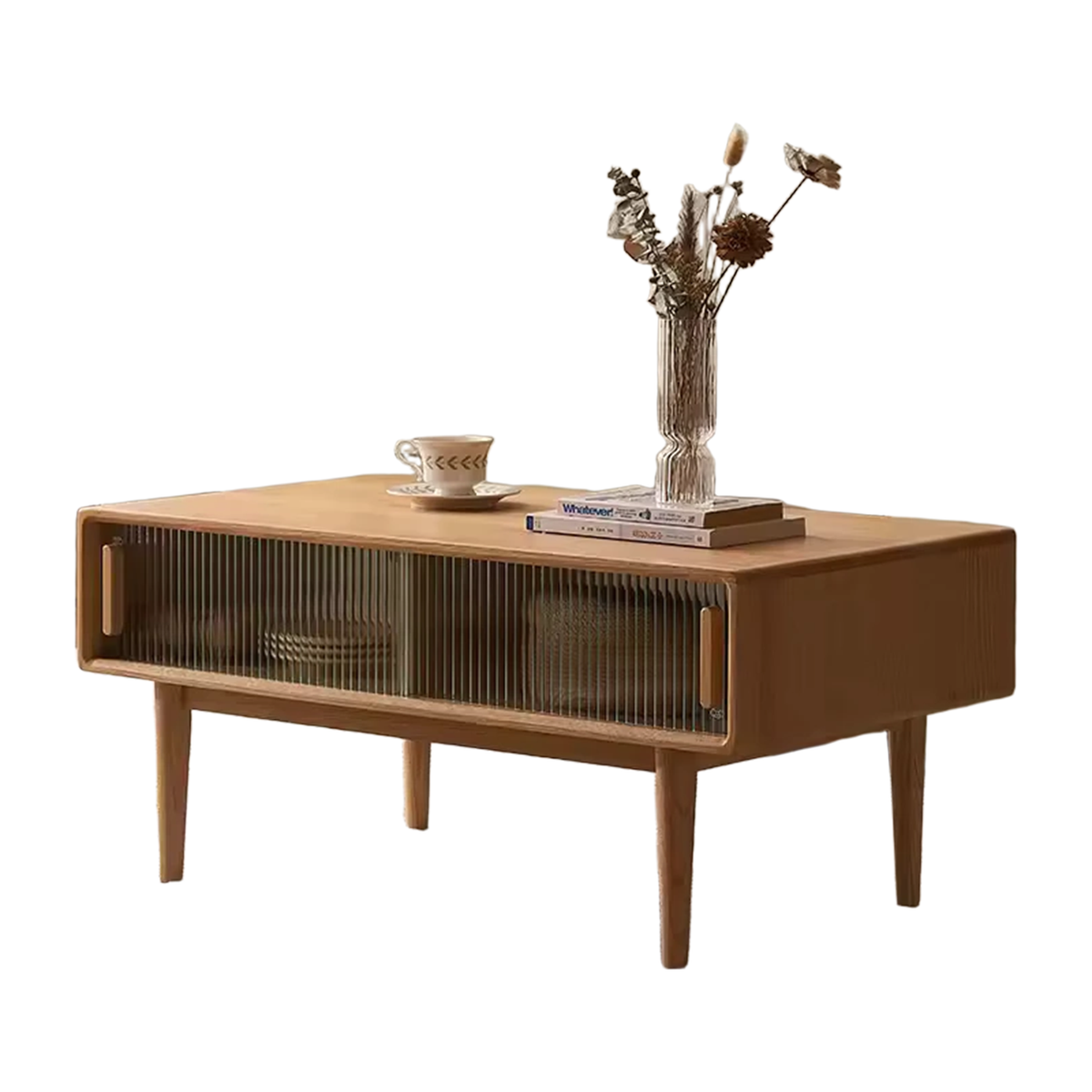 B3079 Modern Simple Solid Wood Living Room Table Oak Wood Coffee Table Double Layer Tea Table