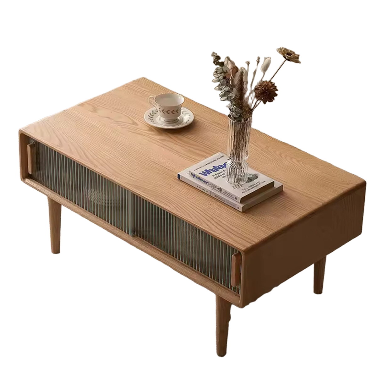 B3079 Modern Simple Solid Wood Living Room Table Oak Wood Coffee Table Double Layer Tea Table