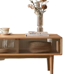 B3079 Modern Simple Solid Wood Living Room Table Oak Wood Coffee Table Double Layer Tea Table