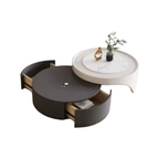 2024 New Cream Modern High-End Retractable Slate Tea Table Luxury Coffee Table for Small Apartments Accessible for Home Living