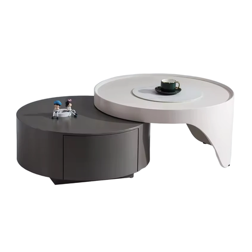2024 New Cream Modern High-End Retractable Slate Tea Table Luxury Coffee Table for Small Apartments Accessible for Home Living