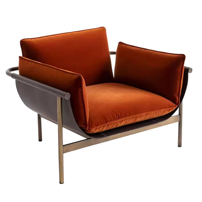 Modern Design Luxury Customized Italian High End Armchair Villa Sofas Velvet Leather Sofa Set Living Room Furniture