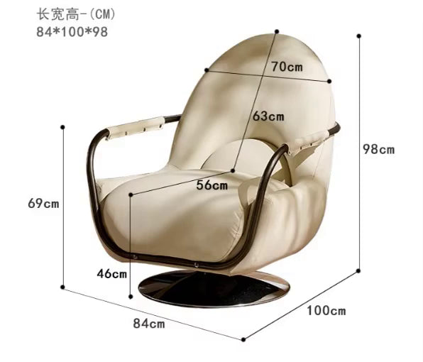New Design Comfortable 360° Rotating Sofa Metal Armrest Single Sofa Rotating Leisure Sofa for Living Room