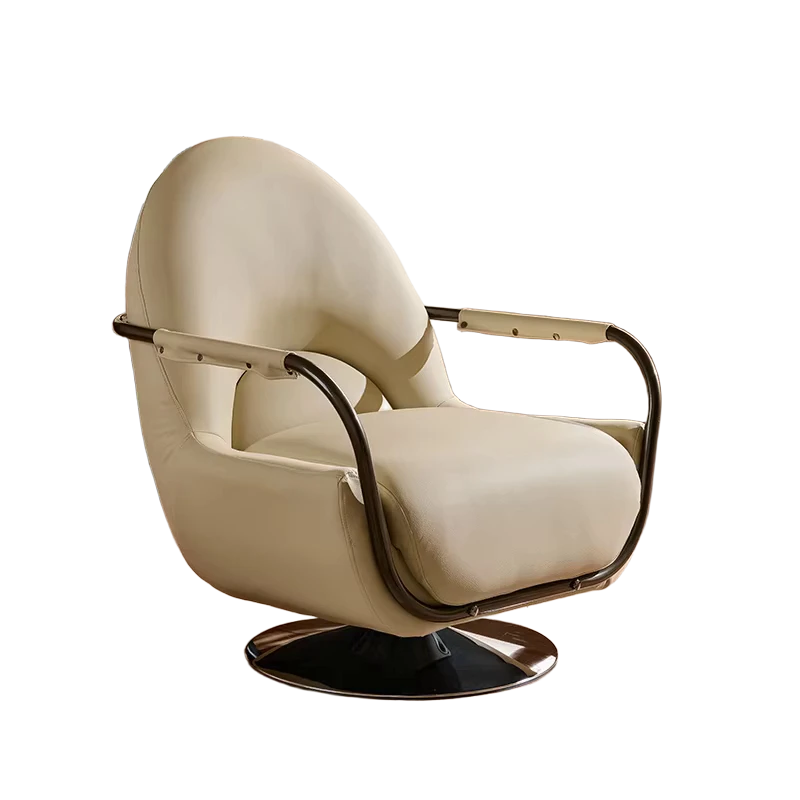 New Design Comfortable 360° Rotating Sofa Metal Armrest Single Sofa Rotating Leisure Sofa for Living Room