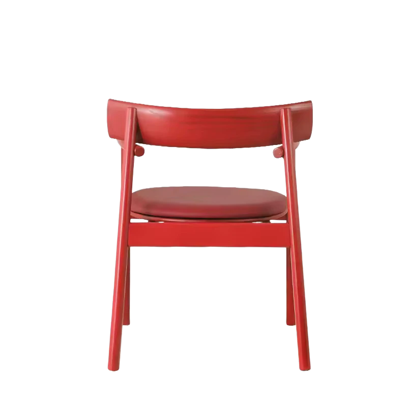 Purely Feel Designer Leather Solid Wood Dining Chair Italian Restaurant Chinese Red Personality Minimalist Armchair