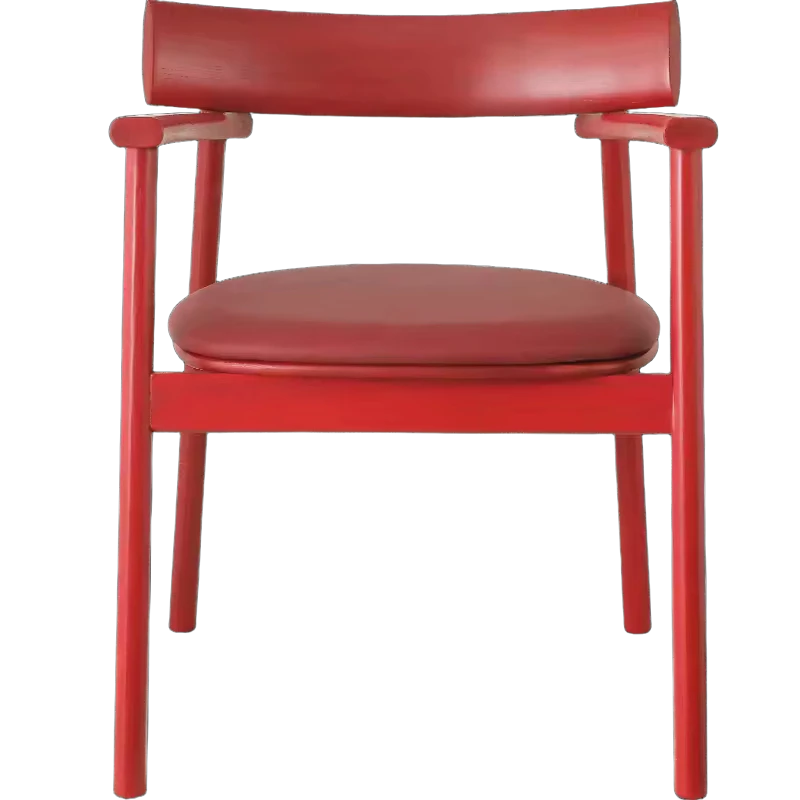 Purely Feel Designer Leather Solid Wood Dining Chair Italian Restaurant Chinese Red Personality Minimalist Armchair