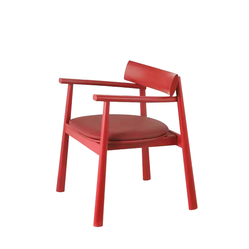 Purely Feel Designer Leather Solid Wood Dining Chair Italian Restaurant Chinese Red Personality Minimalist Armchair