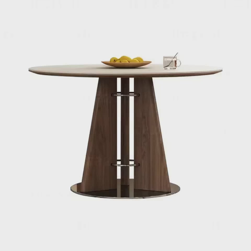 Modern Nordic Round Wooden Dining Table and Travertine Table Table for Restaurant Home Use