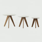 Wholesale Bazhou Factory Furniture Modern Three Legs MDF Top Living Room Small Wood Round Side Coffee Table