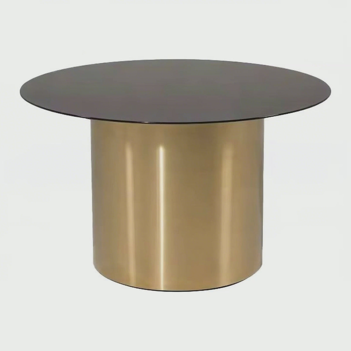 Custom Design Handcrafted Round Shape Gold Finished Stainless Steel Base with Black Glass Top Used for Dining Room