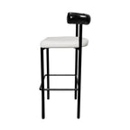 WISEMAX FURNITURE Nordic bar Furniture Curved Fabric Backrest bar Stool Black Metal Frame Velvet Fabric bar Chair for Home