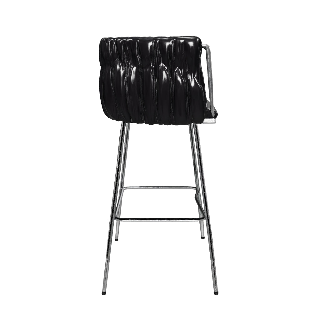 Velvet Decorated Kitchen High Rotary Island Chair Bar Stools With Wrapped Fabric Backrest and Gold Metal Legs