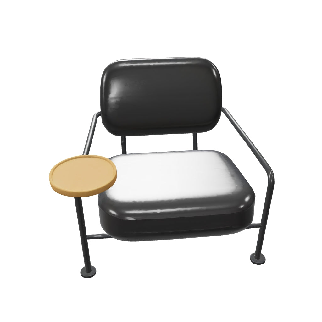WISEMAX FURNITURE Minimalist Living Room Furniture Metal Frame Leisure Chair L Shape Leather Lounge Chair with Table