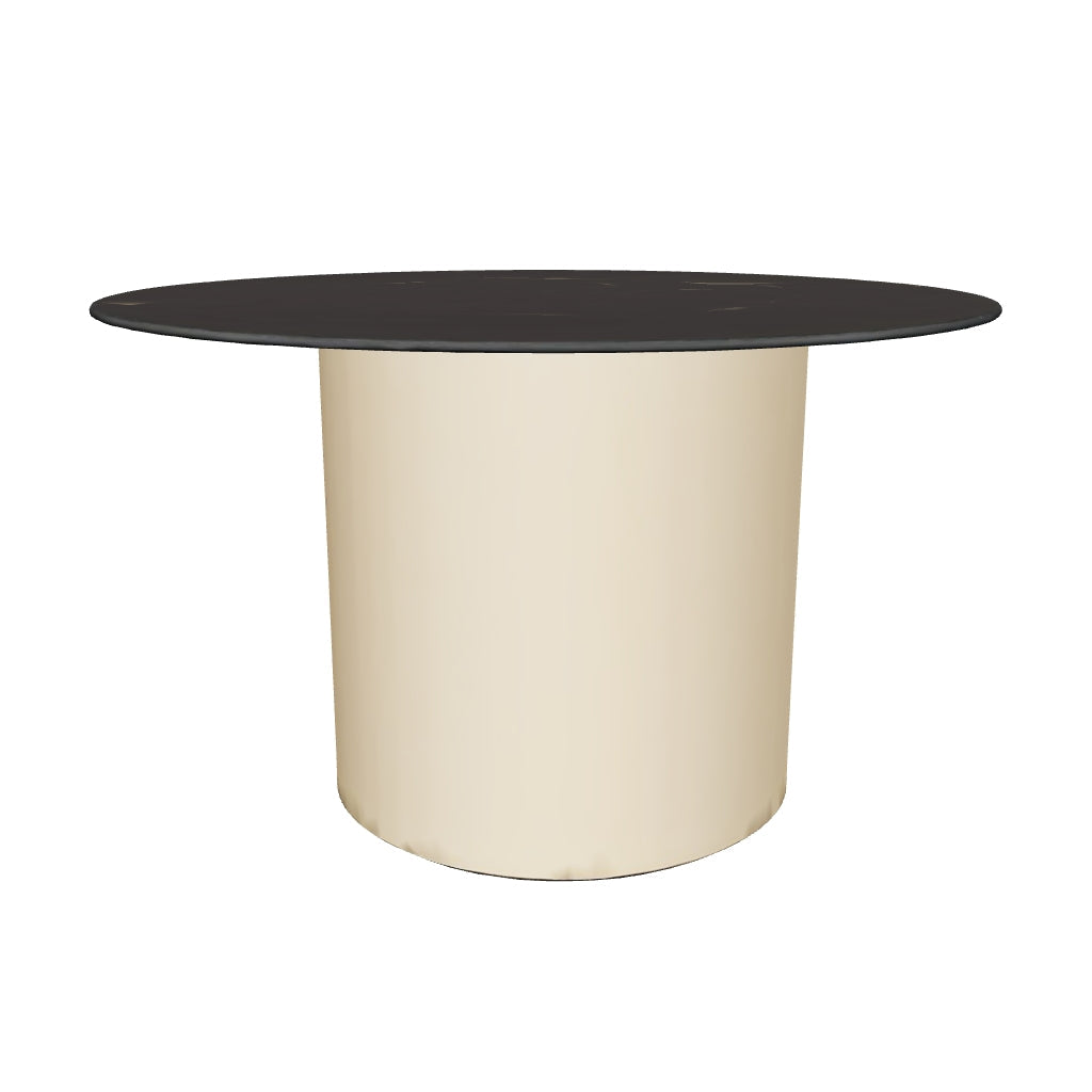Custom Design Handcrafted Round Shape Gold Finished Stainless Steel Base with Black Glass Top Used for Dining Room