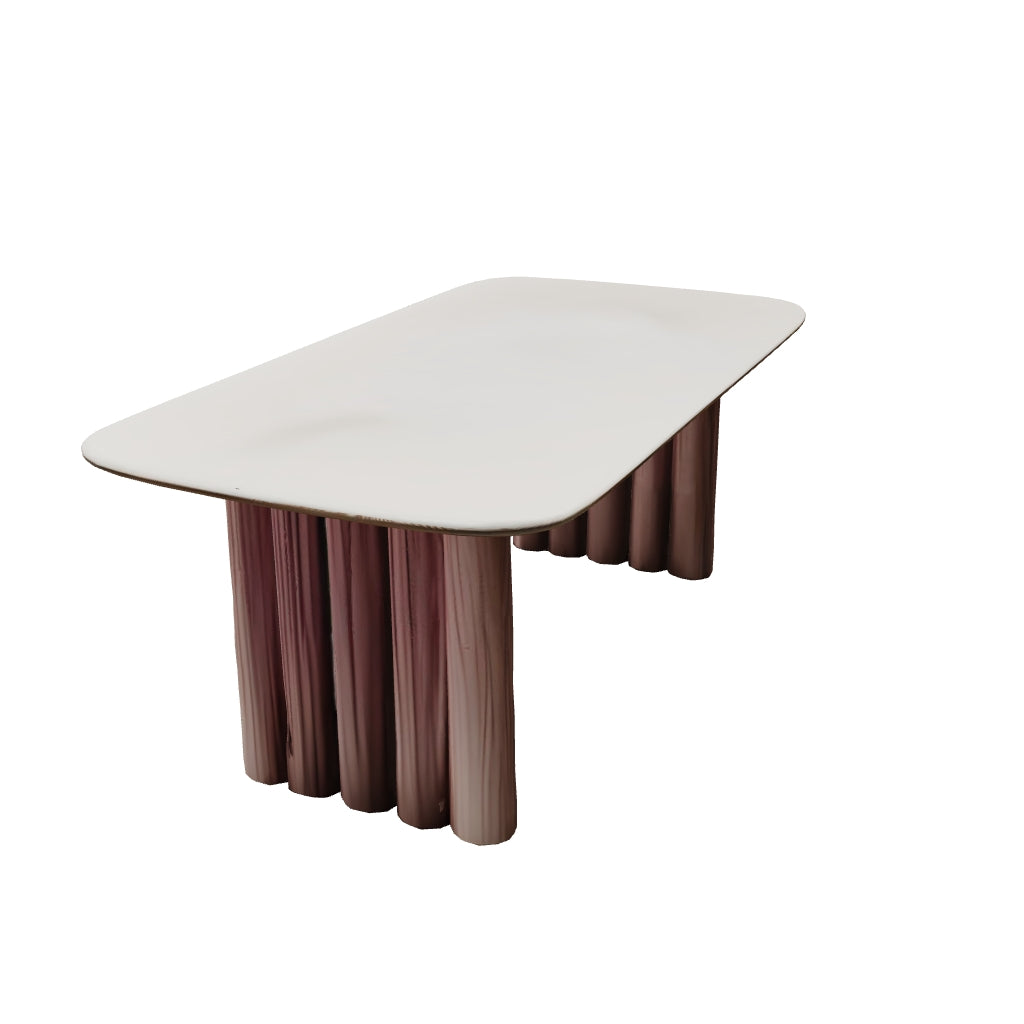 PurelyFeel Medieval Solid Wood Dining Table and Chair Small Household Designer Walnut Wood Color Rectangular Rock Board Table