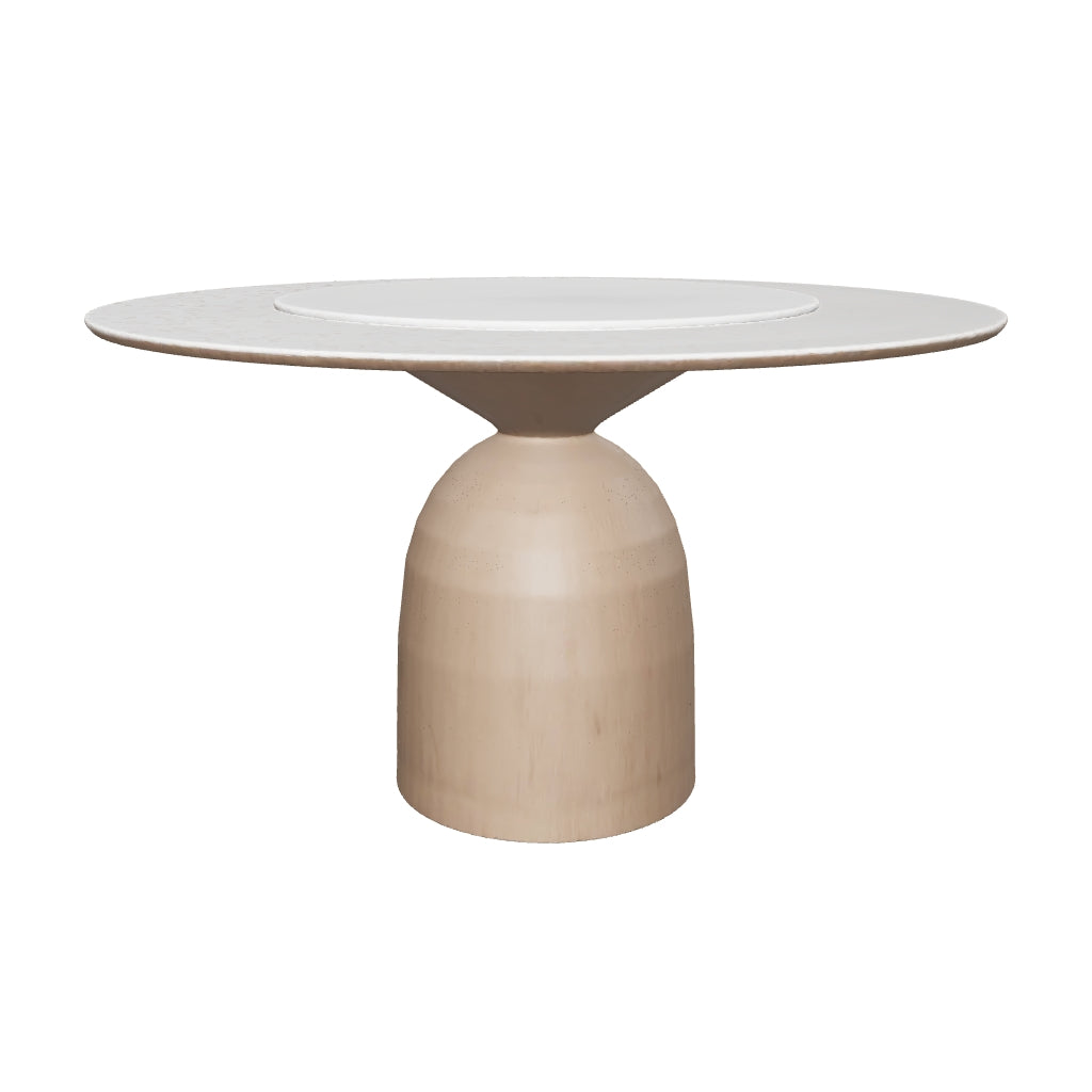 PurelyFeel Nordic Pure Solid Wood Rock Board Table and Chair Combination Wood Cream Style Round Home Designer Dining Table