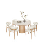 PurelyFeel Nordic Pure Solid Wood Rock Board Table and Chair Combination Wood Cream Style Round Home Designer Dining Table