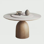 PurelyFeel Nordic Pure Solid Wood Rock Board Table and Chair Combination Wood Cream Style Round Home Designer Dining Table