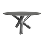 Dining Furniture Round Centre Table Glass Designer Table Cross Chrome Legs Coffee Shop Dining Tables Modern