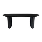 Atunus Nordic Minimalist Reclaimed Solid Wood Black Dining Table Ribbed Modern Luxury Dining Table 8 Seater Oval Dining Table