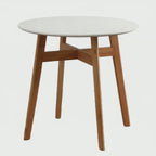 Modern Home Kitchen Restaurant Furniture Simple MDF Top Round Wood White Oak Dining Table