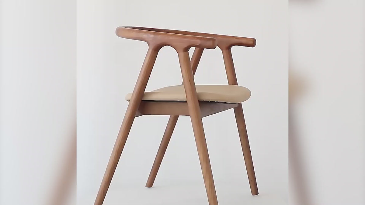 Purely Feel Japanese Nordic Design Sense Dining Chair Ash Wood Solid Wood Simple Designer Ins Wabi-Sabi Restaurant Wooden Chair
