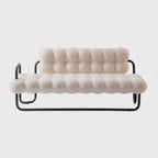 Wholesale Factory Home Furniture Modern Nordic Style White Fabric Lamb Living Room Three 3 Seater Boucle Sofa Chair