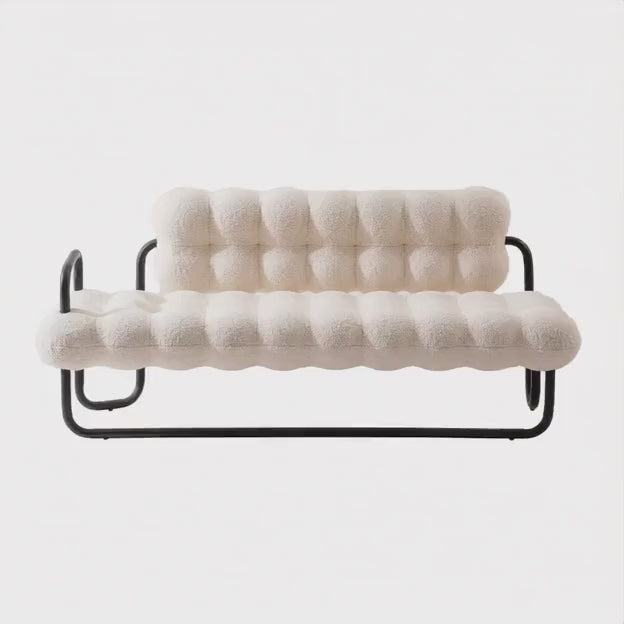 Wholesale Factory Home Furniture Modern Nordic Style White Fabric Lamb Living Room Three 3 Seater Boucle Sofa Chair