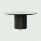 Nordic Style Round Wooden Dining Table for Home or Restaurant Featuring Slate Material for Villa Use