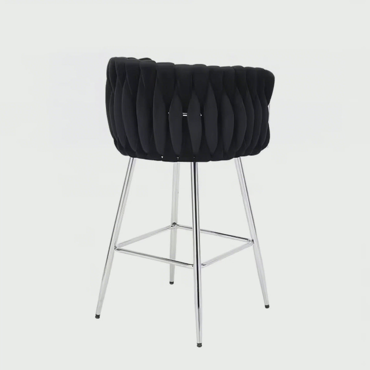 Velvet Decorated Kitchen High Rotary Island Chair Bar Stools With Wrapped Fabric Backrest and Gold Metal Legs