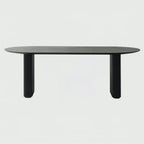 Atunus Nordic Minimalist Reclaimed Solid Wood Black Dining Table Ribbed Modern Luxury Dining Table 8 Seater Oval Dining Table