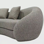 New Style Designer Simple Cream Living Room Sofa Special-Shaped Semi-Circular Moon Lamb Velvet Fabric Sponge Filling Set