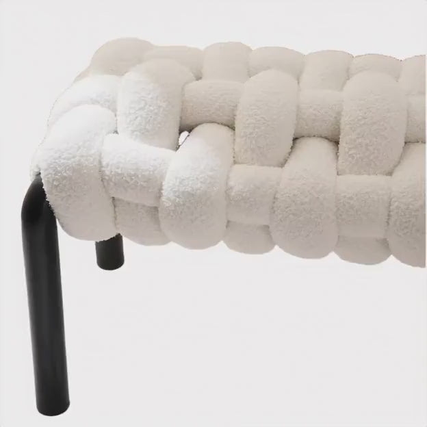 Factory Price Home Furniture Modern Nordic Fabric Bedroom Living Room White Lamb 2 Seater Boucle Bench Sofa Chair