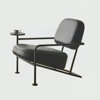 WISEMAX FURNITURE Minimalist Living Room Furniture Metal Frame Leisure Chair L Shape Leather Lounge Chair with Table