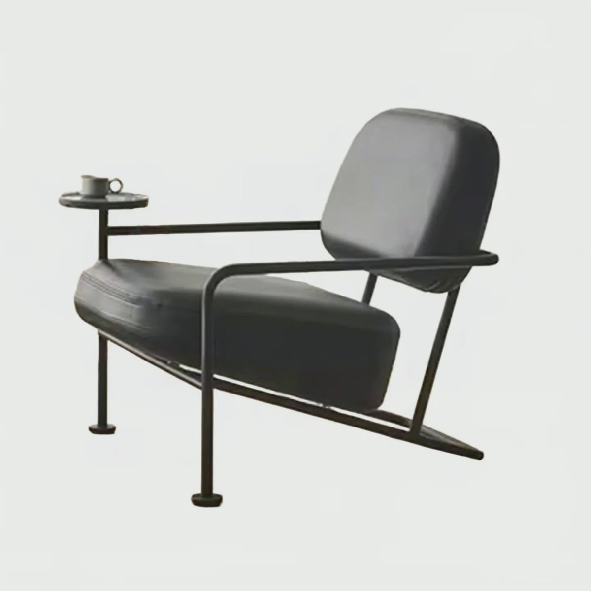 WISEMAX FURNITURE Minimalist Living Room Furniture Metal Frame Leisure Chair L Shape Leather Lounge Chair with Table