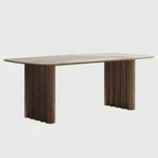 PurelyFeel Medieval Solid Wood Dining Table and Chair Small Household Designer Walnut Wood Color Rectangular Rock Board Table