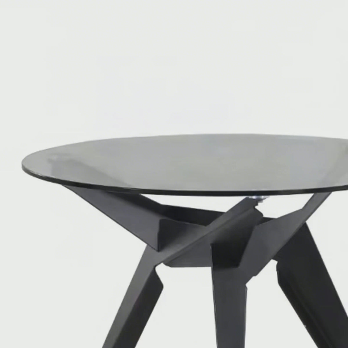 Wholesale China Factory Dining Room Furniture Design 90*90cm Round Black Tempered Glass Dining Table