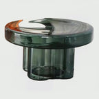 WISEMAX Modern Style Household Living Room Furniture Transparent Glass Mushroom Coffee Table Set Round End Table Tea Table