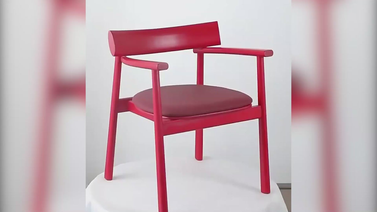 Purely Feel Designer Leather Solid Wood Dining Chair Italian Restaurant Chinese Red Personality Minimalist Armchair